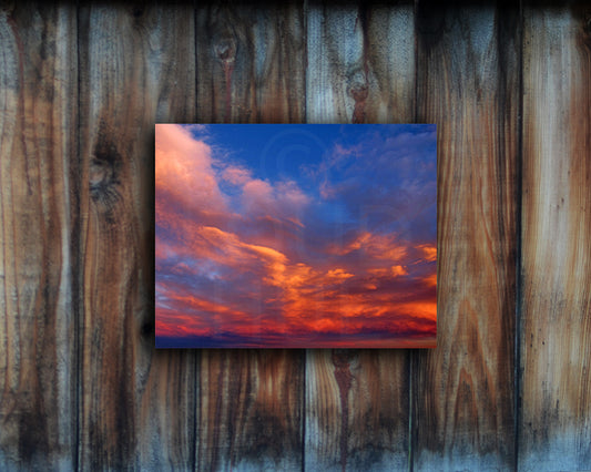 Nature photography print of a bright and peaceful sunset shown mounted without a frame called Balance by Loud Hue