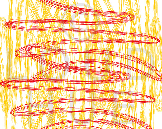 Modern Art Print of red and yellow horizontal and vertical lines with a paintbrush effect called Dash by Loud Hue