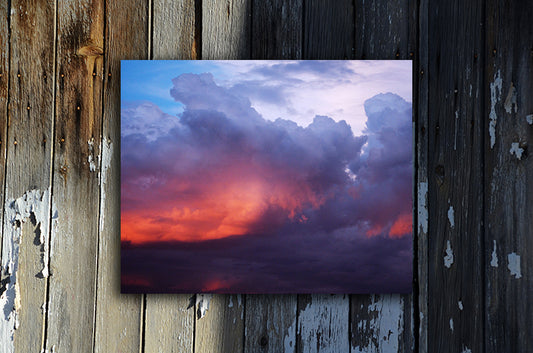 Nature photography print of a turbulent multicolor sunset called Divine by Loud Hue