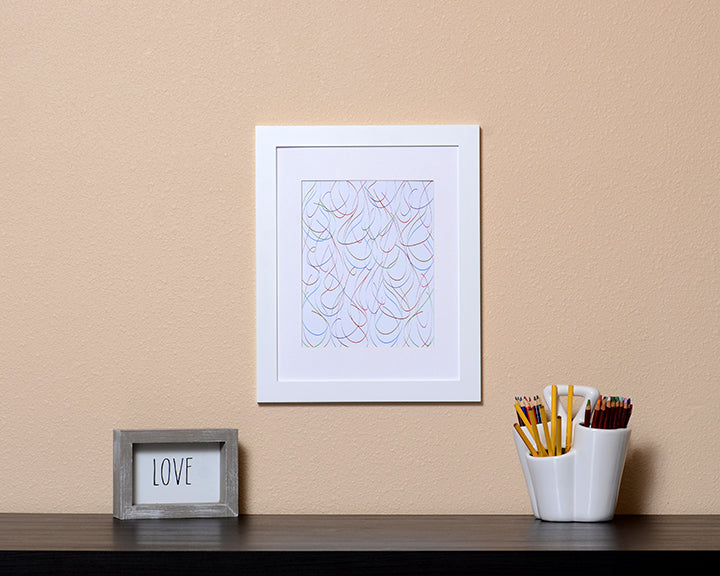Art Print of a fun abstract design of raindrops with white frame called Drops by Loud Hue