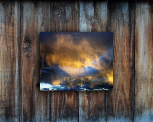 Beautiful nature photo of an unusual and glorious sunset shown mounted without a frame called Nebula by Loud Hue