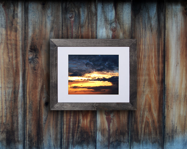 Gorgeous nature photography print of a stormy sunset with black frame called Storm by Loud Hue
