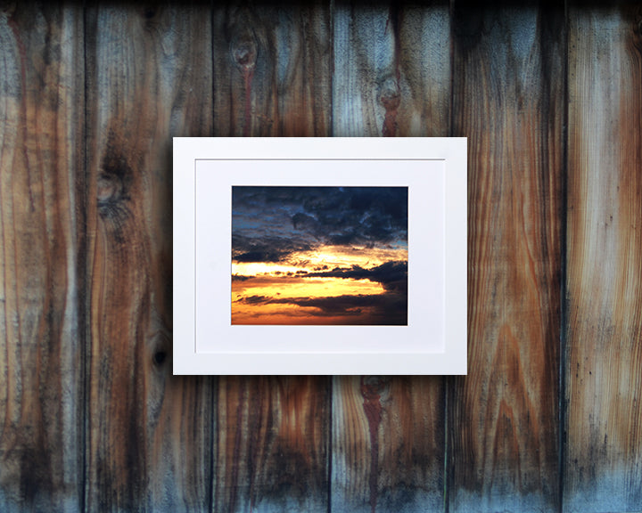 Gorgeous nature photography print of a stormy sunset with white frame called Storm by Loud Hue
