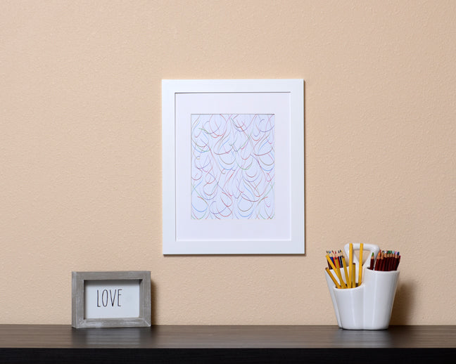 Art Print of a fun abstract design of raindrops with white frame called Drops by Loud Hue