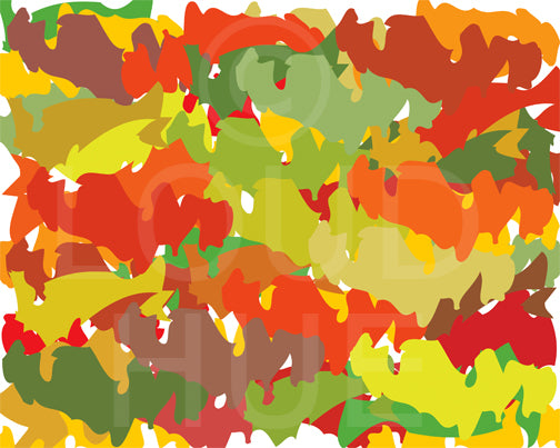 Bring the beautiful seasonal colors of autumn into your home with this Art Print of abstract shapes called Pieces by Loud Hue