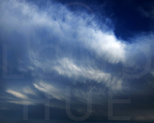 Nature photography print of glorious blue and white clouds called Blue by Loud Hue