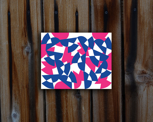 Pop art style Art Print in pink and blue overlapping shapes called Bound by Loud Hue