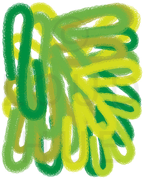 Colorful Art Print of playful green chalk lines called Chalk by Loud Hue