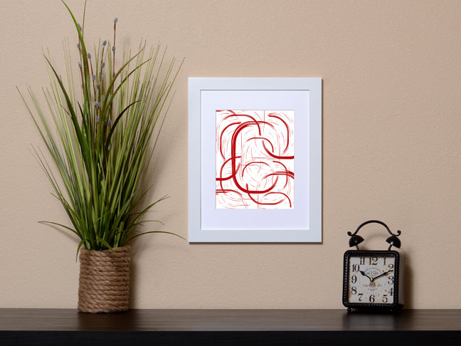 Abstract Art Print of lines with a paint brush effect going in different directions with white frame called Change by Loud Hue