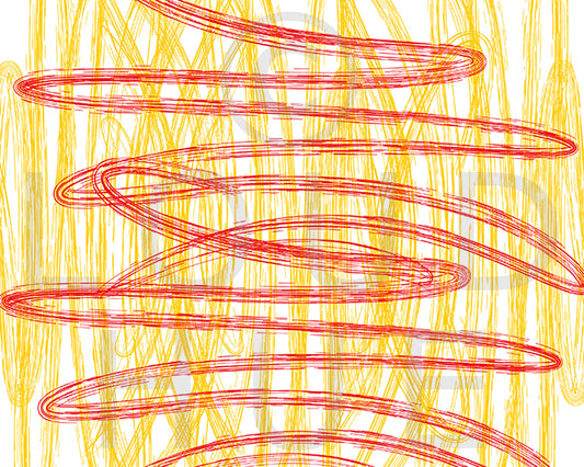 Modern Art Print of red and yellow horizontal and vertical lines with a paintbrush effect called Dash by Loud Hue