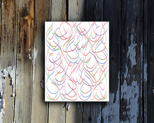 Art Print of a fun abstract design of raindrops shown mounted without a frame called Drops by Loud Hue