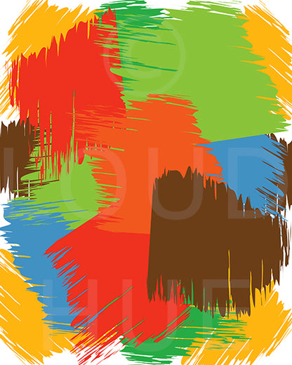 Abstract Art Print of overlapping shapes in vibrant colors called Faces by Loud Hue