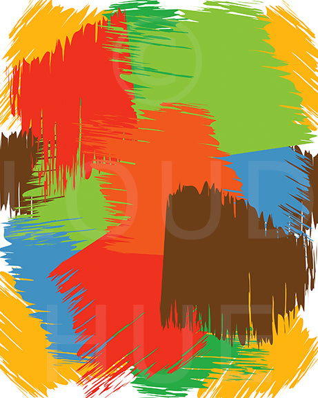 Abstract Art Print of overlapping shapes in vibrant colors called Faces by Loud Hue