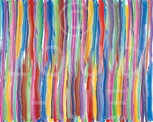Abstract Art Print in multicolor lines with paint brush effect called Fused by Loud Hue