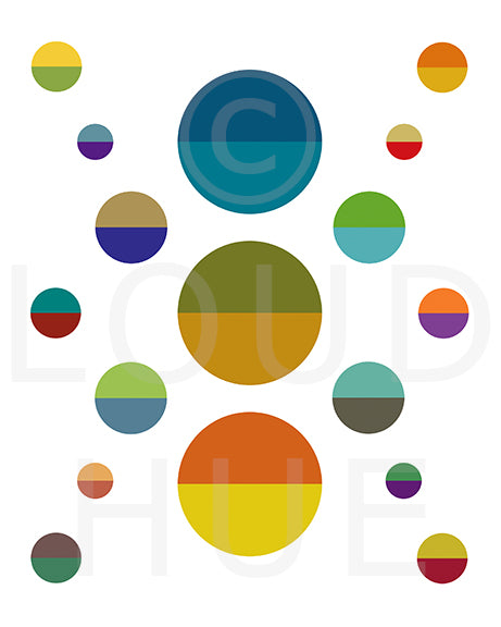 Modern Art Print of colorful half moons called Hemisphere by Loud Hue