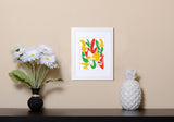 Modern Art Print of abstract shapes and lines with white frame called Music by Loud Hue