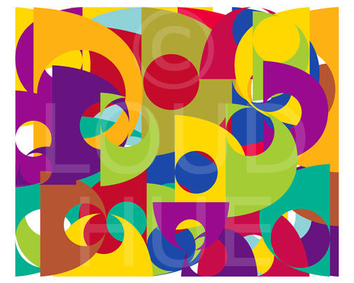 Pop art style Art Print of bold and colorful geometric shapes called Puzzle by loud Hue