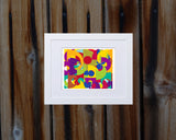 Pop art style Art Print of bold geometric shapes with white frame called Puzzle by loud Hue