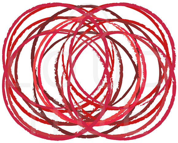 Modern Art Print of overlapping circles in hues of red called Soul by Loud Hue