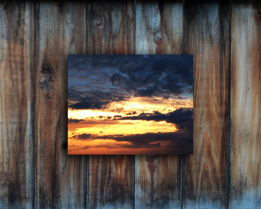 Gorgeous nature photography print of a stormy sunset shown mounted without a frame called Storm by Loud 
