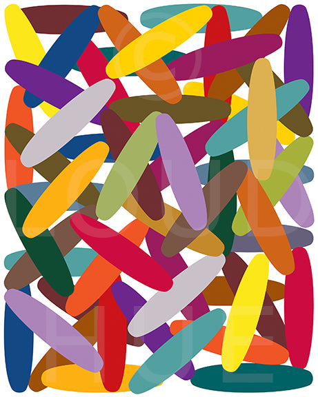 Colorful Art Print of oval shapes crisscrossing each other called Wild by Loud Hue