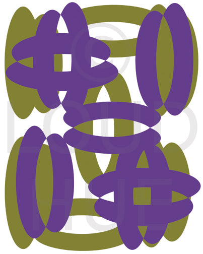 Art Print of a purple and olive colored fun and unique design called Balloons by Loud Hue