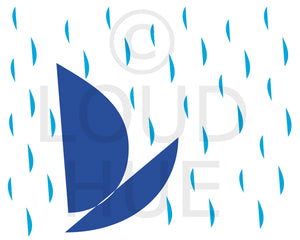 Modern Art Print with a playful design of a boat and raindrops called Boat by Loud Hue