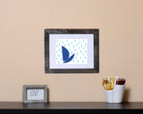 Modern Art Print with a playful design of a boat and raindrops with black frame called Boat by Loud Hue