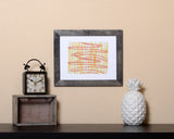 Modern Art Print with horizontal and vertical abstract lines in earthy colors with black framed called Dash by Loud Hue