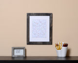 Abstract Art Print with a fun design in the form of raindrops with black frame called Drops by Loud Hue