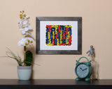 Vibrant Art Print of a fun design with the number eight in black frame called Eight by Loud Hue