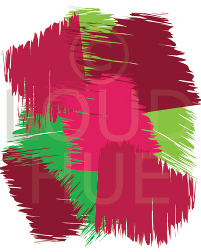 Abstract Art Print of overlapping shapes in deep color tones called Faces by Loud Hue