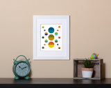 Modern Art Print of colorful half moons with white frame called Hemisphere by Loud Hue