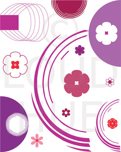  Flowery and fun Art Print with hues of pink and purple called Jewel by Loud Hue.