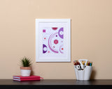  Flowery and fun Art Print with hues of pink and purple with white frame called Jewel by Loud Hue.