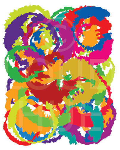 Abstract Art Print resembling the moon in vibrant colors called Luna by Loud Hue