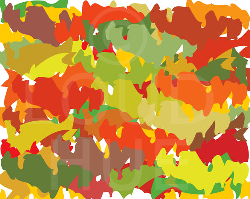 Modern Art Print of abstract shapes in autumn colors called Pieces by Loud Hue
