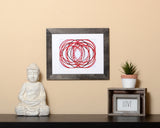Modern Art Print of overlapping circles in hues of red with black frame called Soul by Loud Hue