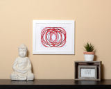 Modern Art Print of overlapping circles in hues of red with white frame called Soul by Loud Hue