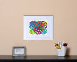  Cheerful Art Print of overlapping flowers in bright colors with white frame called Spring by Loud Hue